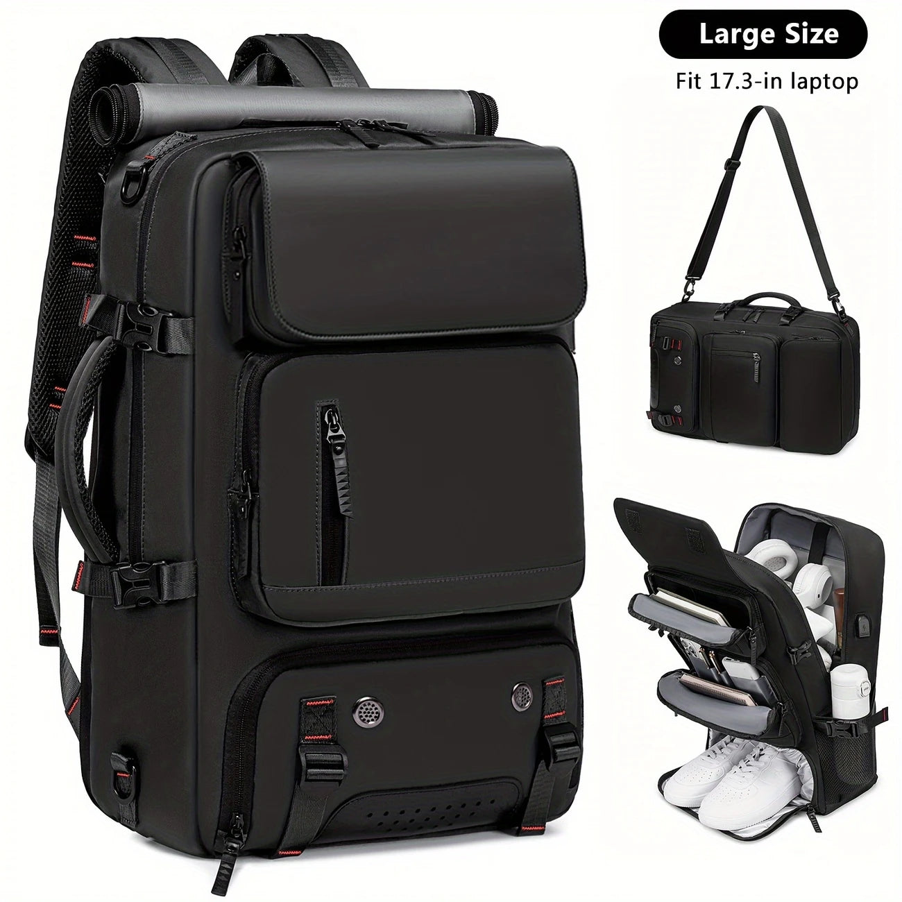 GearTrek™ All-Terrain Travel Backpack | 3-in-1 Expandable Laptop, Hiking & Shoe Storage Bag