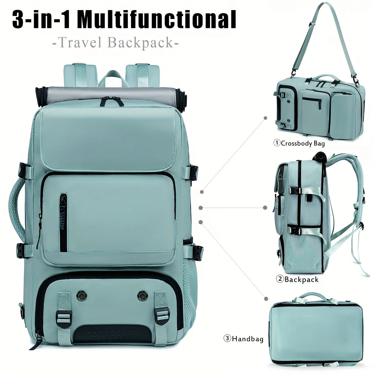 GearTrek™ All-Terrain Travel Backpack | 3-in-1 Expandable Laptop, Hiking & Shoe Storage Bag