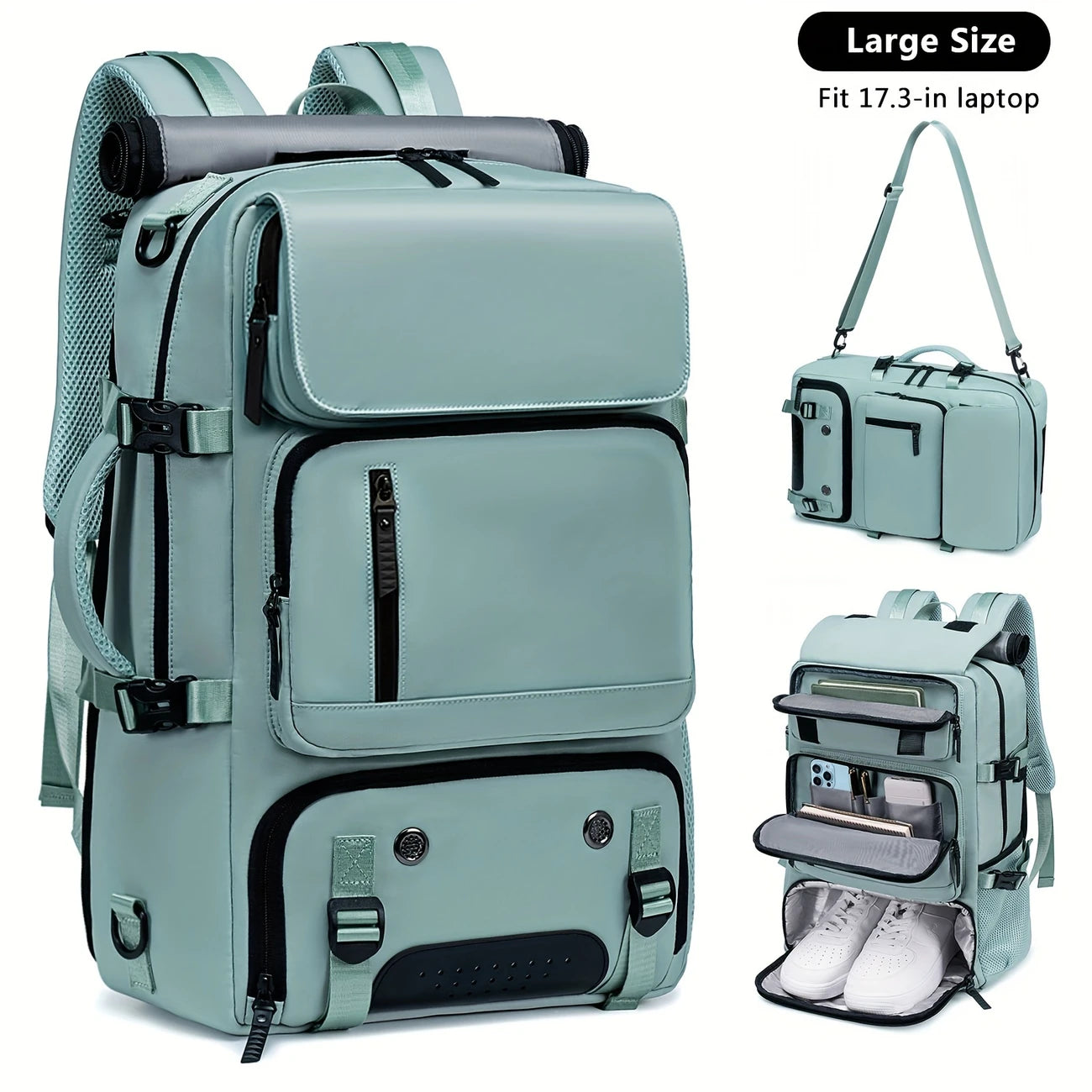 GearTrek™ All-Terrain Travel Backpack | 3-in-1 Expandable Laptop, Hiking & Shoe Storage Bag