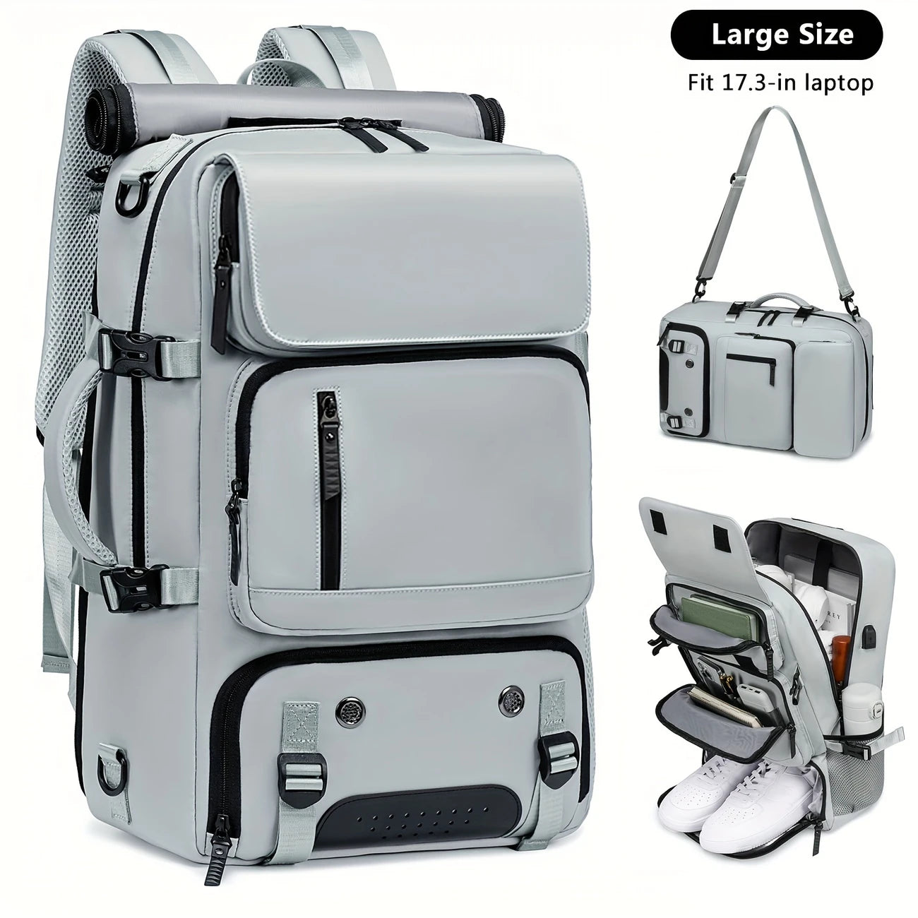 GearTrek™ All-Terrain Travel Backpack | 3-in-1 Expandable Laptop, Hiking & Shoe Storage Bag