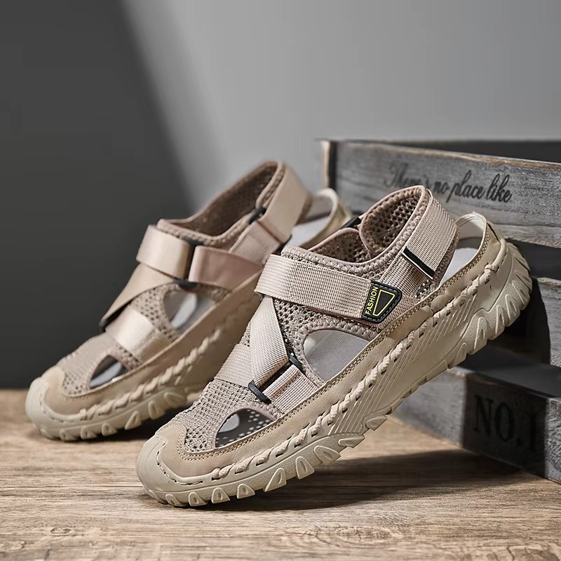 Men's Genuine Leather Roman Sandals – Casual Outdoor Summer Beach Shoes