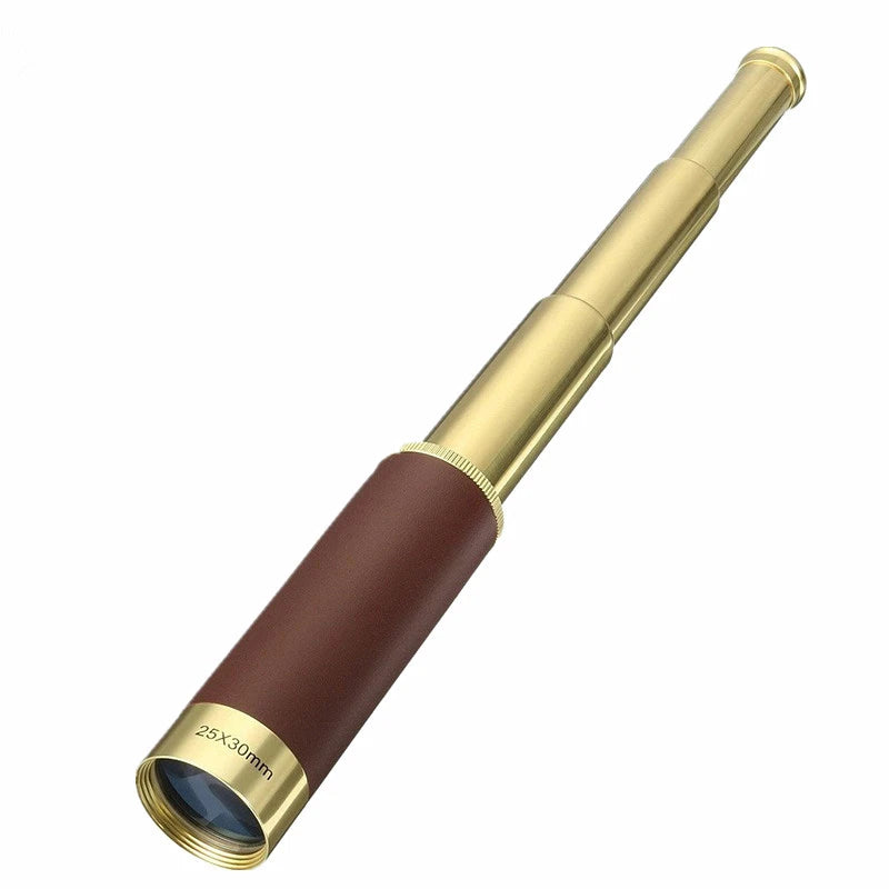 Vintage Pirate Monocular Telescope – 25x30mm Brass Spyglass + Free Leather Carry Case 🎁