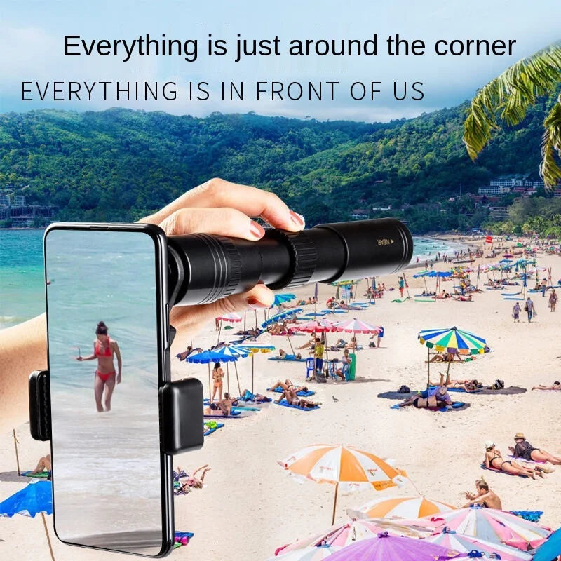 10–300x40 HD Monocular Telescope + Free Tripod and Phone Clip 🎁