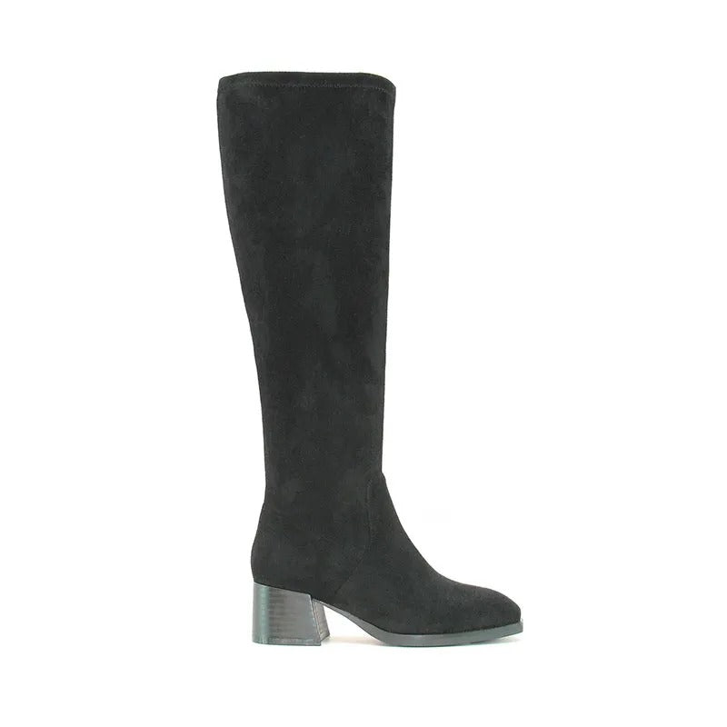 Faux Suede Knee High Stretch Boot